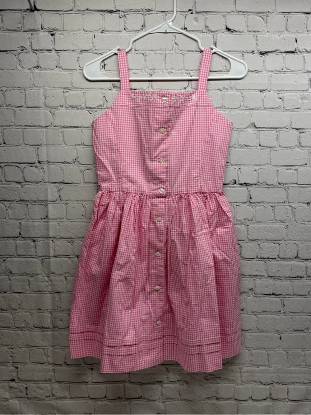 Polo by Ralph Lauren girls Pink Gingham Button-Front Sundress Sz 14 NWT